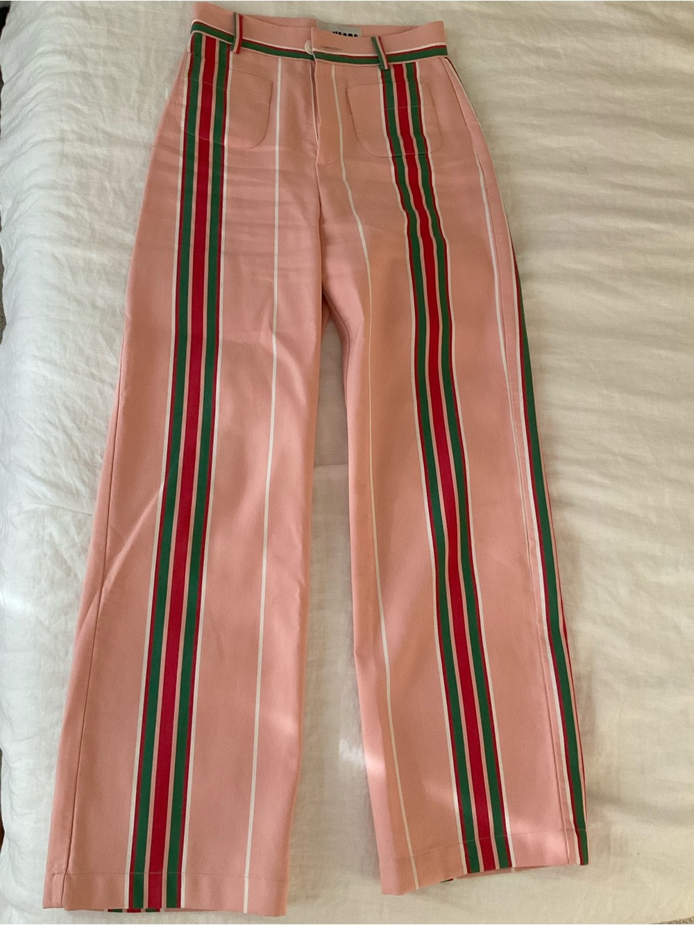 La Veste Pink Pippi 08 Striped Wide-Leg Pants - Picture 1 of 4